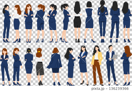 ビジネスウーマンのシルエットイラストセット 136239366