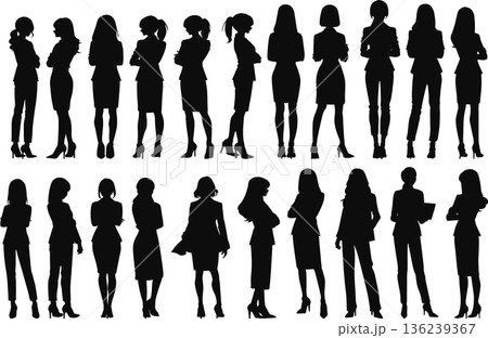 ビジネスウーマンのシルエットイラストセット 136239367