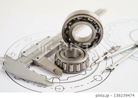 Engineering and precision tools with metal ball bering, mechanical industrial. Engineering and precision tools with metal ball bering, mechanical industrial. 136239474