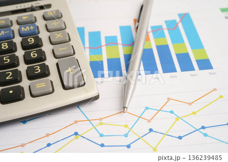 Calculator on chart graph paper. Finance, account, statistic, investment data economy, stock exchange business. Calculator on chart graph paper. Finance, account, statistic, investment data economy, stock exchange business. 136239485
