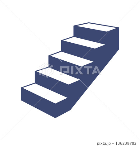 Minimal isometric staircase. Vector step design with perspective view, suitable for architecture or career progress themes. 136239782