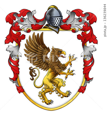 Griffin Gryphon Coat of Arms Crest Heraldic Shield 136239844