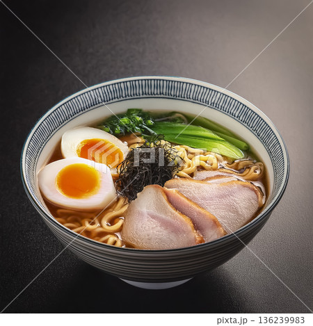 日本のラーメン｜半熟卵入りの定番麺料理イメージ 136239983