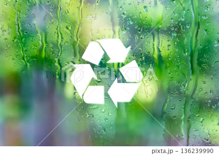 Recycling symbol on natural background, environmental concept and eco-friendly. Recycling symbol on natural background, environmental concept and eco-friendly. 136239990