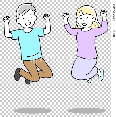 年輕夫婦跳躍 年輕夫婦跳躍 136240368