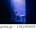 Empty concert stage with microphone in selective focus 136240409