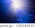 Empty concert stage with microphone in selective focus 136240410