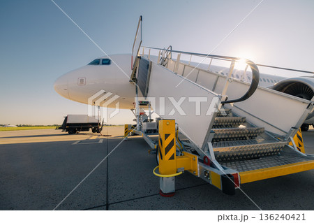 Boarding to airplane at airport 136240421