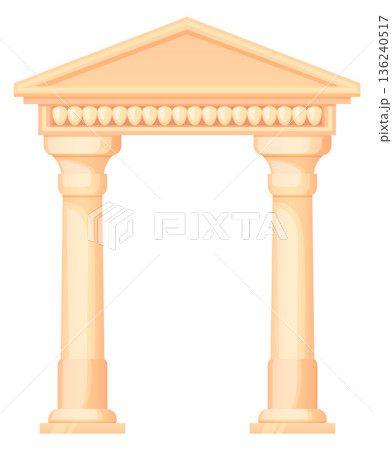 Greek column gate. Old classic pillar construction Greek column gate. Old classic pillar construction 136240517