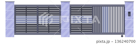 Security gate. Metal bar fence. Protection barrier Security gate. Metal bar fence. Protection barrier 136240700