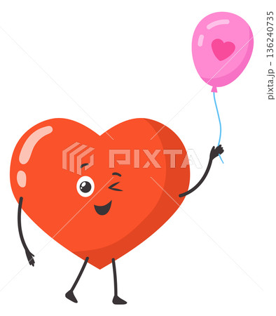 Winking face heart character with love balloon icon 136240735