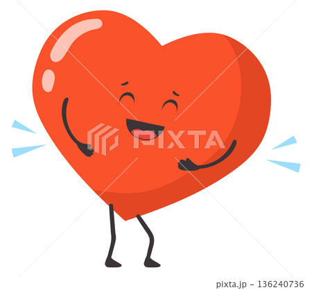 Laughing heart character with happy face cartoon mascot 136240736