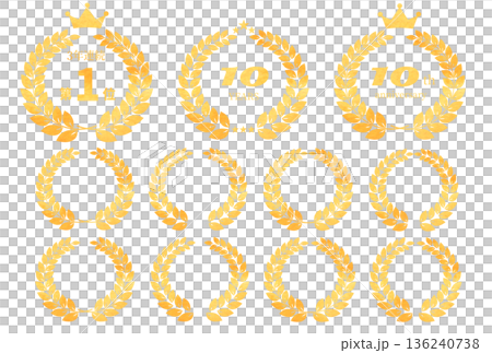 Laurel wreath anniversary emblem illustration set Laurel wreath anniversary emblem illustration set 136240738
