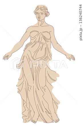 Ancient female statue. Marble goddess monument drawing 136240744