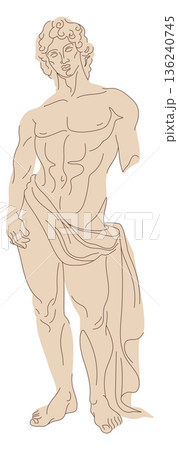 Old greek statue. Famous male statue drawing 136240745