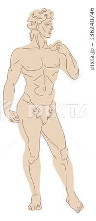 Male statue. Nude greek man sculpture icon Male statue. Nude greek man sculpture icon 136240746