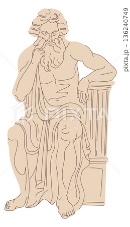 Antique man statue drawing. Greek classic sculpture Antique man statue drawing. Greek classic sculpture 136240749