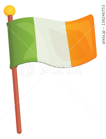 Irish flag stick cartoon icon. Ireland symbol 136240753