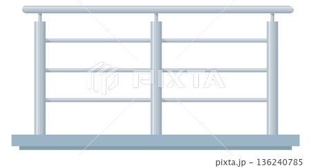 Metal railing barrier. Stainless steel border fence 136240785