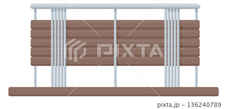 Architecture railing element. Wooden and metal construction border Architecture railing element. Wooden and metal construction border 136240789