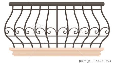 Balcony lattice railing. Wrought iron border element 136240793