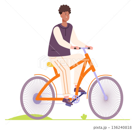 Man on bicycle. Eco transport color icon. Outdoor travel 136240818