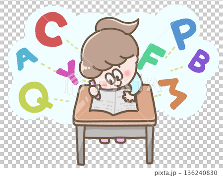 英語を勉強する子どものイラスト 英語を勉強する子どものイラスト 136240830