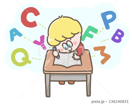 英語を勉強する子どものイラスト 136240831