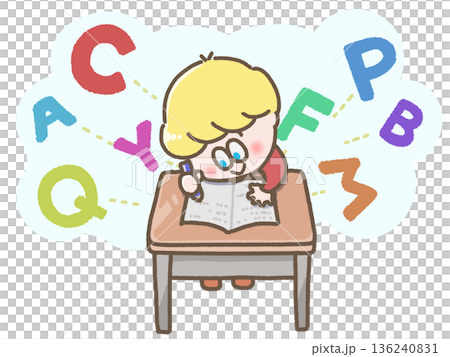 英語を勉強する子どものイラスト 136240831