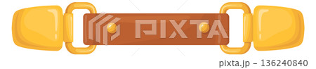 Leather strap with golden clasps. Cartoon belt icon 136240840