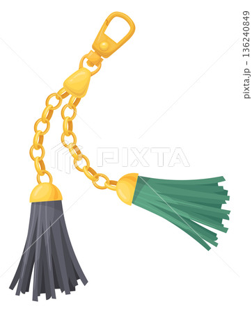 Decorative tassel trinket. Golden chain accessory icon Decorative tassel trinket. Golden chain accessory icon 136240849