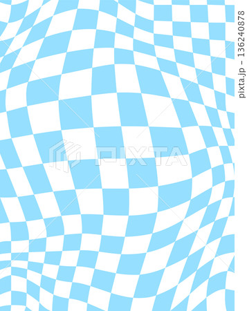 Grooved wavy squares poster. Blue checkered pattern 136240878