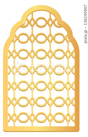 Vintage geometric window lattice. Arabesque style frame Vintage geometric window lattice. Arabesque style frame 136240907
