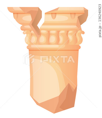 Cracked antique column icon. Classic civilization ruin Cracked antique column icon. Classic civilization ruin 136240923