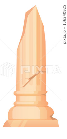 Destroyed classic column ruin. Broken stone pillar icon 136240925