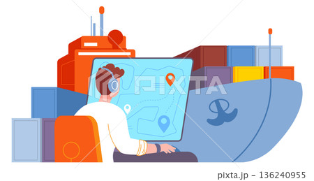 Global commercial distribution logistics. Marine freight transport 136240955