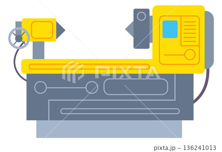 Metal lathe production machine. Cnc color icon 136241013