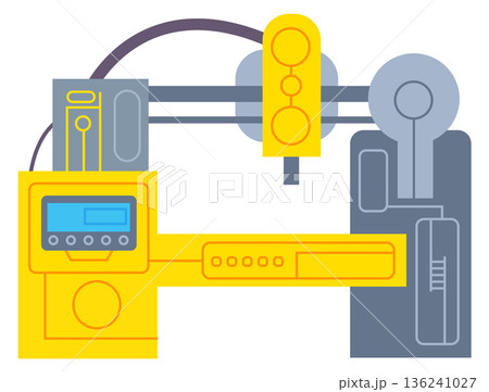 Laser cnc machine. Cutting or engraving process icon 136241027