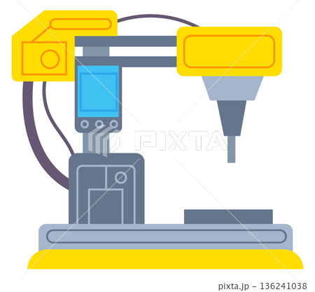 Automated drilling machine. Electric cnc color icon Automated drilling machine. Electric cnc color icon 136241038