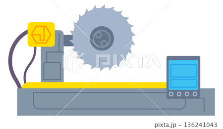 Rotary saw on industrial machine. Cnc cutting tool 136241043