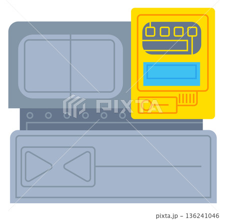 Cnc router color icon. Manufacture laser machine Cnc router color icon. Manufacture laser machine 136241046