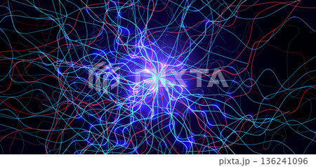 Neural Network Brain Neurone Synapse Connections Lightning Ball Energy Glow. Machine Learning Technology Background for AI Data Flow, BigData, Medical Science Research, Biotech. Vector illustration Neural Network Brain Neurone Synapse Connections Lightning Ball Energy Glow. Machine Learning Technology Background for AI Data Flow, BigData, Medical Science Research, Biotech. Vector illustration 136241096