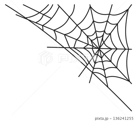 Spider net corner decoration. Cobweb horror element Spider net corner decoration. Cobweb horror element 136241255
