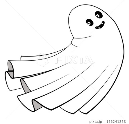Flying ghost. Funny holiday creature line drawing 136241258