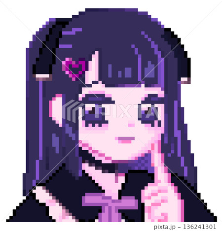 ドット絵 イラスト 地雷系女子 レトロカラー ドット絵 イラスト 地雷系女子 レトロカラー 136241301