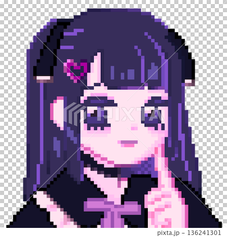 ドット絵 イラスト 地雷系女子 レトロカラー ドット絵 イラスト 地雷系女子 レトロカラー 136241301