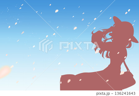 幸せそうに笑う女性 お出かけ 桜吹雪 横長 シルエット 青空 幸せそうに笑う女性 お出かけ 桜吹雪 横長 シルエット 青空 136241643
