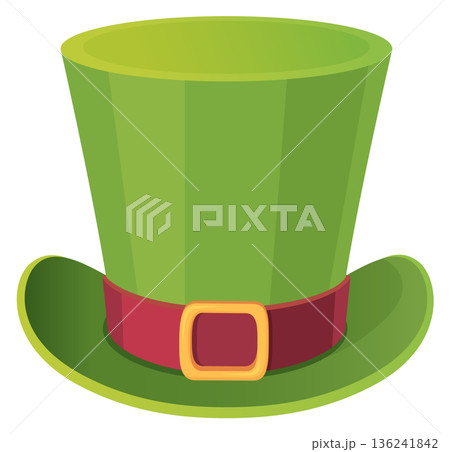 Green top hat cartoon icon. Lucky accessory Green top hat cartoon icon. Lucky accessory 136241842