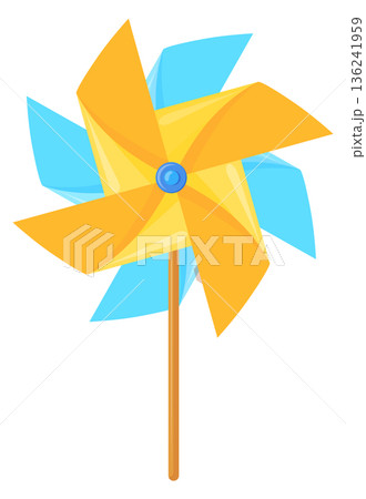 Paper fan toy. Weather pinwheel cartoon icon 136241959