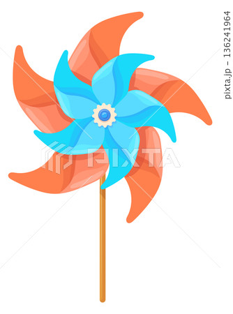 Paper spinner pinwheel toy. Cartoon fan icon 136241964